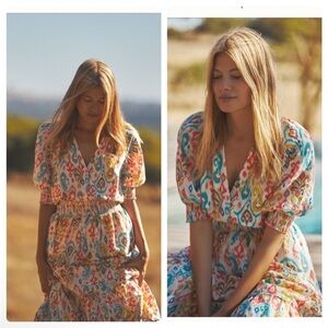 Anthropologie Nancy Ikat Print Felipa Midi/Maxi Dress 3X